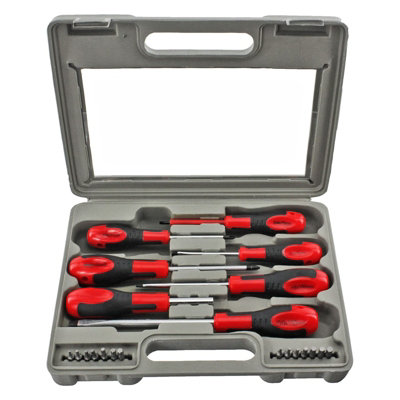 SPARES2GO 21 Piece Large & Small Magnetic Tip Screwdriver and Bit Set