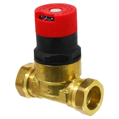 SPARES2GO 22mm Straight Automatic Bypass Valve ABV Auto Boiler TRV Radiator Pressure (50L p/m)