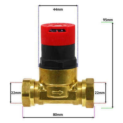 SPARES2GO 22mm Straight Automatic Bypass Valve ABV Auto Boiler TRV Radiator Pressure (50L p/m)