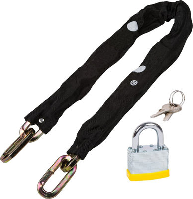 SPARES2GO 3ft Sleeved Security Steel 10mm Lock Chain + Padlock