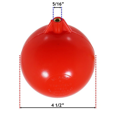 SPARES2GO 4 1/2" Ball Float for Toilet Cistern Ballcock Flush Valve BS 2456 (Plastic with Brass Thread Fitting)