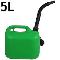 SPARES2GO 5L Jerry Fuel Can Container Flexible Spout Green 5 Litre Car Van Petrol Diesel Large