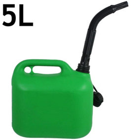 SPARES2GO 5L Jerry Fuel Can Container Flexible Spout Green 5 Litre Car Van Petrol Diesel Large