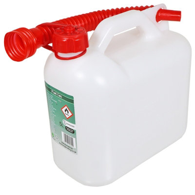 SPARES2GO 5L Jerry Fuel Can Container Flexible Spout White 5 Litre