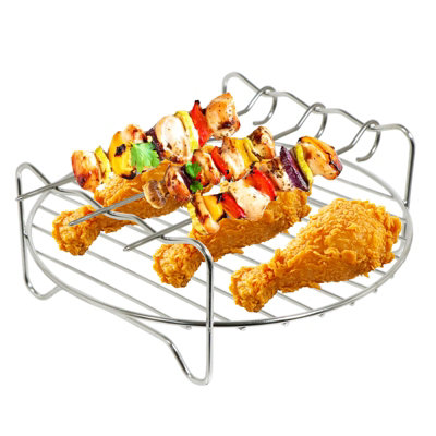 Air Fryer Basket Round Shelf Rack Multi Cooker 17.8cm 7 Stainless