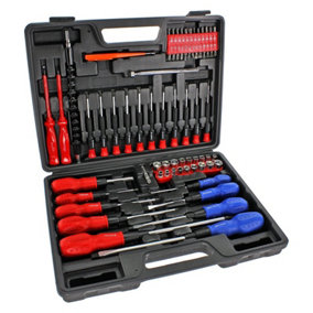 SPARES2GO 71 Piece Complete Magnetic and Precision Screwdriver & Socket Bit Tool Set
