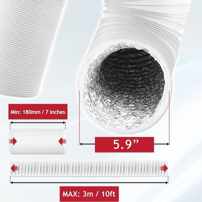 SPARES2GO Air Con Vent Hose PVC for Bush Air Conditioner Duct AC Outlet ...