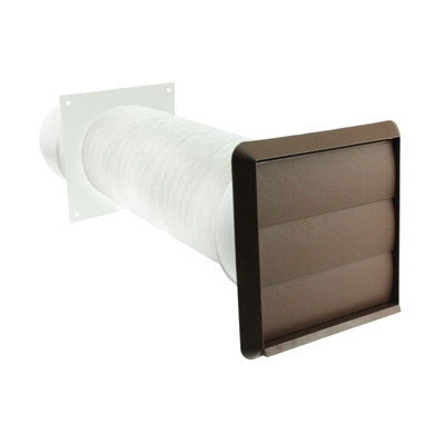 SPARES2GO Air Conditioning External Vent Kit 4" 5" 6" 100mm 125mm 150mm Universal Exterior Wall Duct Set (Brown)