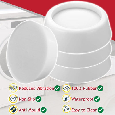 SPARES2GO Anti Vibration Rubber Washing Machine / Tumble Dryer Non-Slip Floor Protection Feet Pads (Pack of 4)