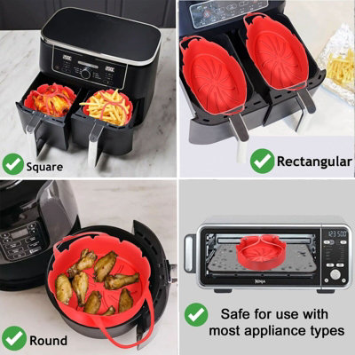 SPARES2GO Basket Liner Compatible with Ninja AF100UK AF160UK Air Fryer Silicone Mat Non Stick with Handle