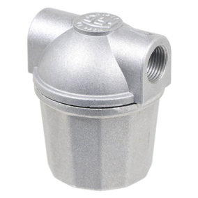 SPARES2GO Boiler Filter 3/8" Aluminium Inline Central Heating Oil Fired Fuel Strainer Bowl