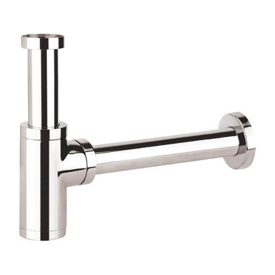 SPARES2GO Bottle Sink Basin Trap 40mm / 1.5" Luxury Round Deodorant Waste Pipe Outlet (Chrome Silver)