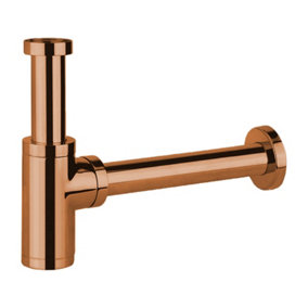 SPARES2GO Bottle Sink Basin Trap 40mm / 1.5" Luxury Round Deodorant Waste Pipe Outlet (Copper)