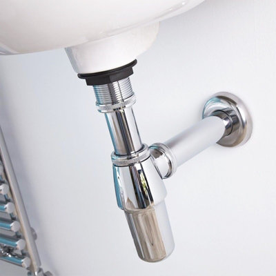 SPARES2GO Bottle Waste Trap 32mm Adjustable Chrome Silver 35mm Pipe Kitchen Bathroom Sink Basin Set - 5