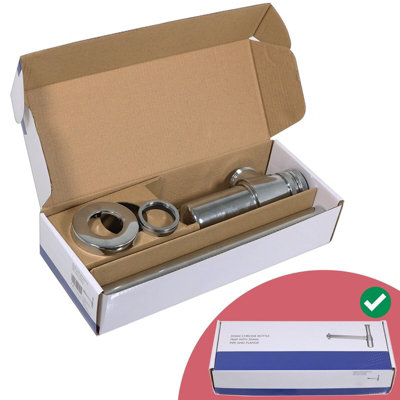 SPARES2GO Bottle Waste Trap 32mm Adjustable Chrome Silver 35mm Pipe Kitchen Bathroom Sink Basin Set - 6