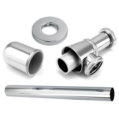 SPARES2GO Bottle Waste Trap 32mm Adjustable Chrome Silver 35mm Pipe Kitchen Bathroom Sink Basin Set - 7