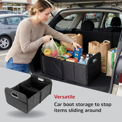 Spares2go Car Boot Organiser with Mesh Pocket, Washable and Collapsible