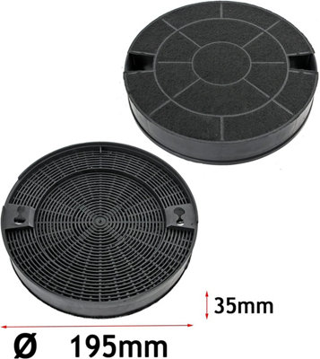 SPARES2GO Carbon Vent Extractor Filter compatible with IKEA Cooker Hood 195mm x 35mm (Pack of 2)
