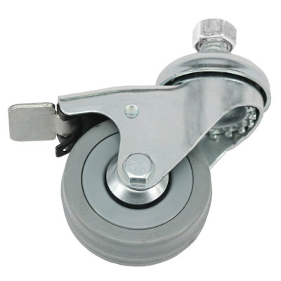 3 Inch Stem Caster, 3/8" -16 X 1-1/2" Threaded Stem, Brake Options