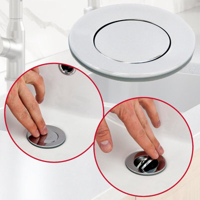 SPARES2GO Chrome Slotted Sink Basin Bathroom Kitchen Waste Flip Plug (1 1/4")