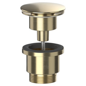 SPARES2GO Clicker Basin Waste Plug 1 1/4" 60mm Click Clack Bathroom Sink Pop Up Push Dome (Brushed Brass)