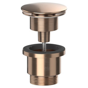 SPARES2GO Clicker Basin Waste Plug 1 1/4" 60mm Click Clack Bathroom Sink Pop Up Push Dome (Brushed Copper)