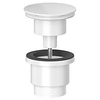 SPARES2GO Clicker Basin Waste Plug 1 1/4" 60mm Click Clack Bathroom Sink Pop Up Push Dome (Matt White)