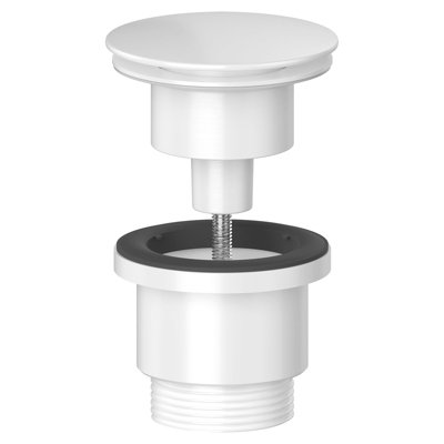 SPARES2GO Clicker Basin Waste Plug 1 1/4" 60mm Click Clack Bathroom Sink Pop Up Push Dome (Matt White)