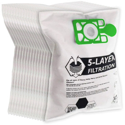 SPARES2GO Cloth Dust Bags Compatible with Numatic Henry Hetty Vacuum Cleaner x 15