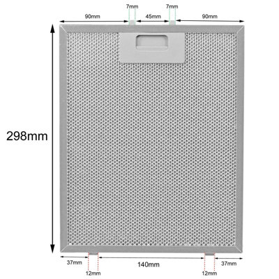 SPARES2GO Cooker Hood Grease Filter Extractor Vent Fan Metal Mesh (298 ...