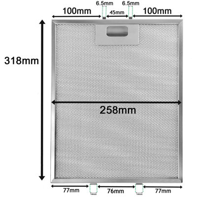 SPARES2GO Cooker Hood Grease Filter Extractor Vent Fan Metal Mesh 