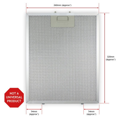 SPARES2GO Cooker Hood Grease Filter Extractor Vent Fan Metal Mesh (320 ...