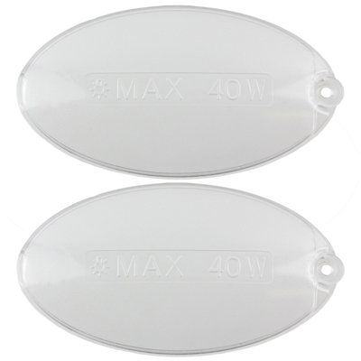 SPARES2GO Cooker Hood Light Diffuser Lens Oval Cover Plates (100mm x 52mm, Pack of 2)