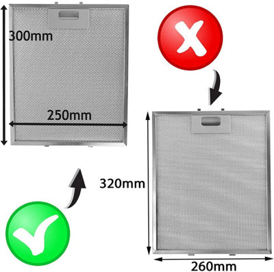 SPARES2GO Cooker Hood Metal Mesh Grease Filter Extractor Vent (300 x 250mm,  Pack of 1)