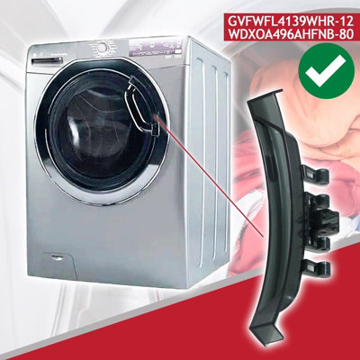 SPARES2GO Door Handle compatible with Candy GVFWFL4139WHR-12 WDXOA496AHFNB-80 Washing Machine (Black)