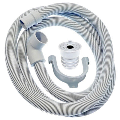 SPARES2GO Drain Hose + Seal Plug Kit Washing Machine Dishwasher Angled Waste Pipe Extension Set (2m)