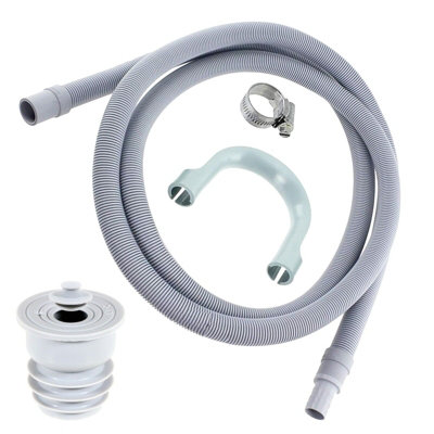 SPARES2GO Drain Hose + Seal Plug Kit Washing Machine Dishwasher Waste Pipe Extension Set (1.5m)