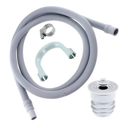 SPARES2GO Drain Hose + Seal Plug Kit Washing Machine Dishwasher Waste Pipe Extension Set (2.5m)