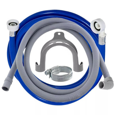 SPARES2GO Drain Hose + Water Fill Pipe Angle Set Clip Washing Machine Dishwasher Universal