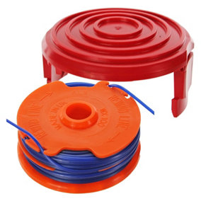 SPARES2GO Dual Strimmer Line Spool + Cover Cap Kit compatible with McGregor 350w MET3525 Trimmer
