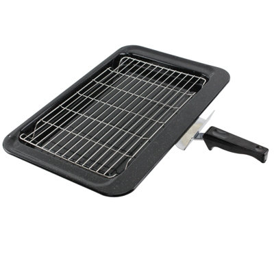SPARES2GO Enamel Grill Pan Tray compatible with Rangemaster Oven Cooker Rack Grid Handle 445 x 276 mm