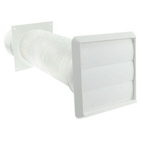 SPARES2GO Exterior Wall Ducting Kit for Universal Cooker Hoods (White, 4" / 102mm)