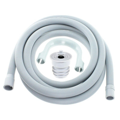 SPARES2GO Extra Long Drain Hose + Seal Plug Kit Washing Machine Dishwasher Waste Pipe Extension Set (4m)
