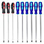 SPARES2GO Extra Long Reach CRV Magnetic Tip Star Torx, Phillips + Flat Headed Screwdriver Set (9 Piece, 360mm)