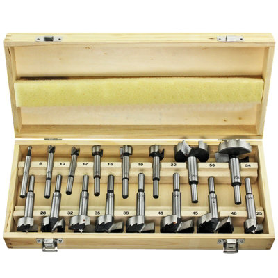 5-Piece Carbide Forstner Drill Bit Set – Adjustable Depth 10-50mm, Sizes 15-35mm For Wood, Plastic & Plywood