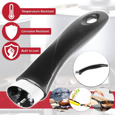 SPARES2GO Frying Pan Handle Curved Black Bakelite Saucepan Pot Cookware ...