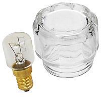 SPARES2GO Glass Lamp Lens Cover + 25w Light Bulb compatible with Bosch Oven Cooker