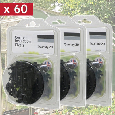 SPARES2GO Greenhouse Corner Insulation Shading Fixers PVC Bubble Wrap ...