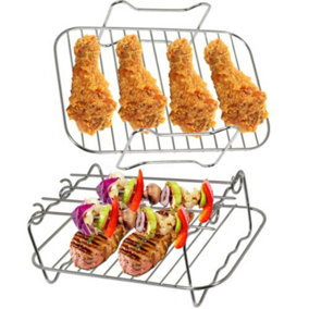 SPARES2GO Grill Shelf Racks Compatible with Tower T17088 T17100 Vortx Air Fryer (+ 4 Skewers)