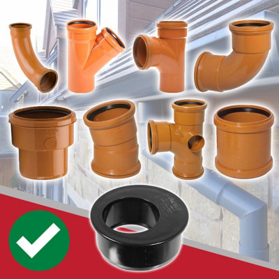 SPARES2GO Gutter Down Pipe Drain Adaptor 68mm Rain Water to 110mm Underground Drainage Reducer